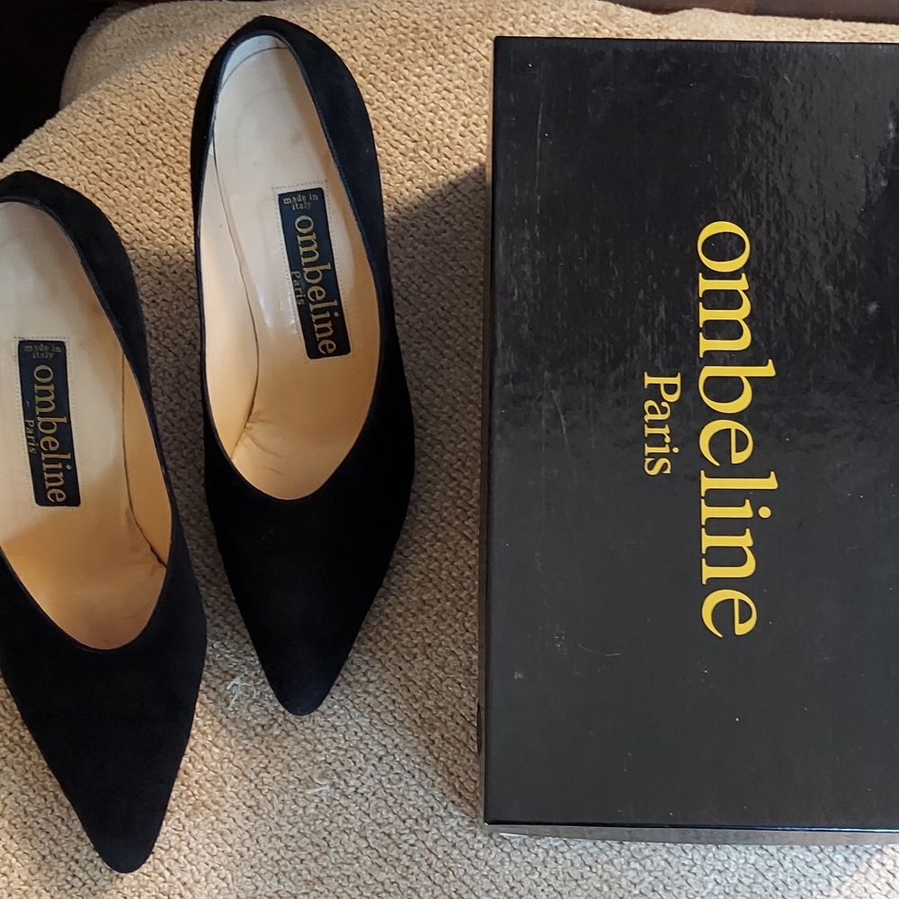 Ombeline Paris "Susan", black suede pumps, size 37